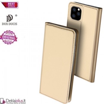 Dux Ducis dirbtinės odos viršelis - auksinės spalvos (telefonui Apple Iphone 11 Pro Max)